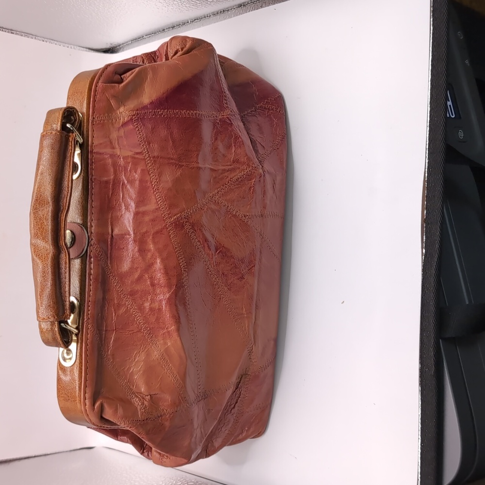 Gorgeous Genuine Leather Appliqued Brown Handbag / Satchel / Bag / Purse - Picture 5 of 9